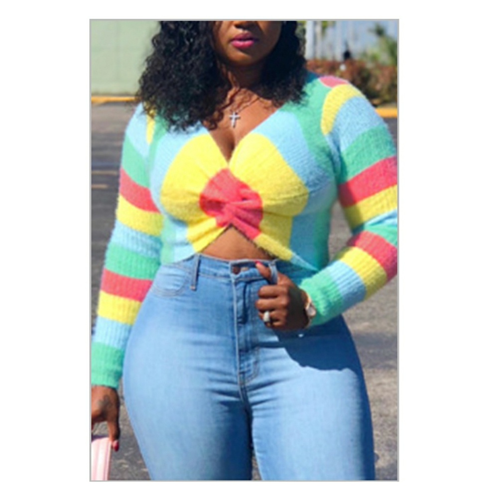 Multi color crop sweater